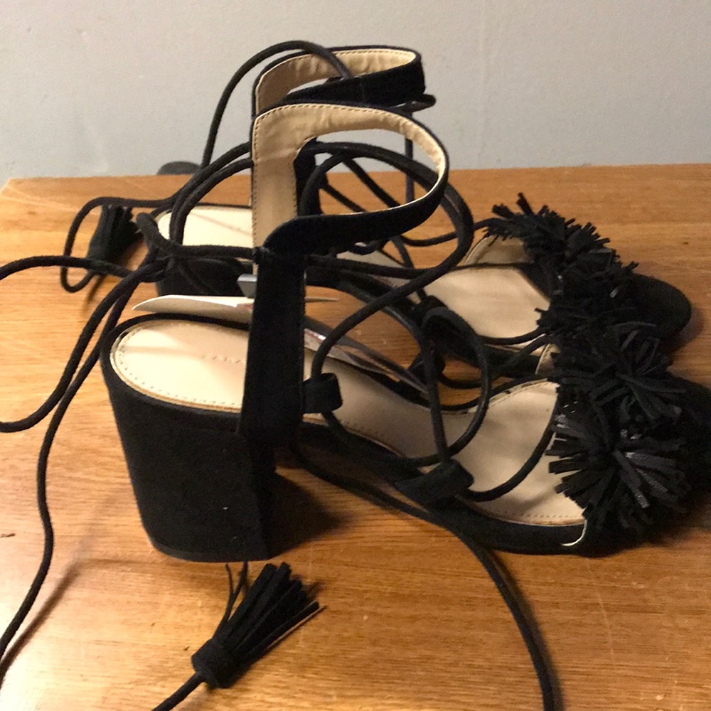 Black lace up sandals